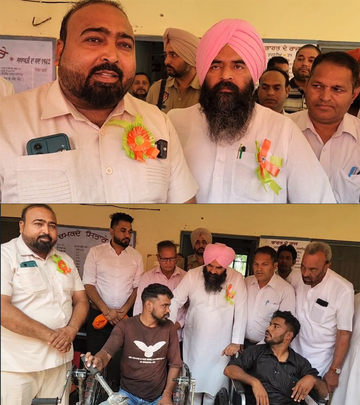 साधोवाल गांव में शिक्षा क्रांति पहल के तहत ट्राइसाइकिल और व्हीलचेयर वितरण समारोह हुआ